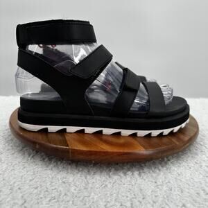 Sorel Kinetic Sandal Shoes Womens Size 6.5 Black Strap Comfort‎ Platform